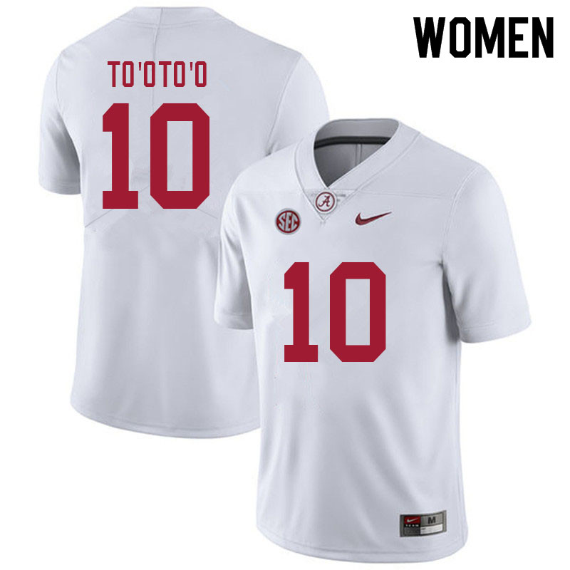 Alabama Crimson Tide Women's Henry To'oTo'o #10 White NCAA Nike Authentic Stitched 2021 College Football Jersey UO16W58EZ